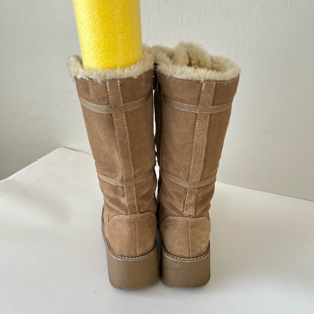 Ellemenno Vintage 90s Y2K Faux Suede Chunky Lugged Sole Snow Bunny Boots 9.5 - Picture 5 of 8